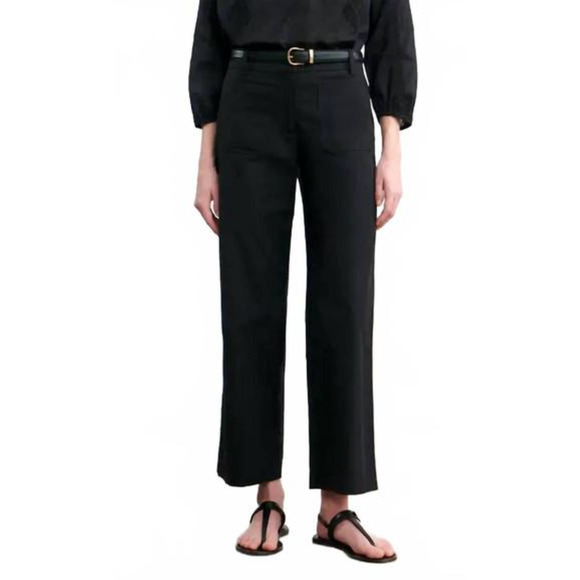 NWT! Nili Lotan 4 Wide Leg High Rise 100% Wool $650 Enya Dress Pants Crop Black - Picture 1 of 11